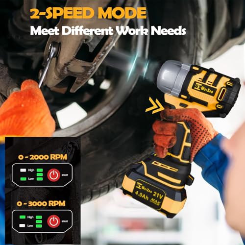 1/2" Cordless Impact Wrench 650Ft-Lbs Brushless, 2×4.0Ah Battery & Charger