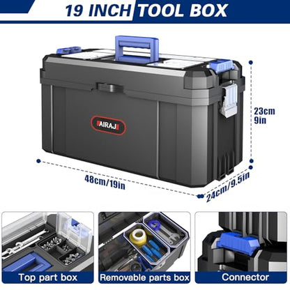 AIRAJ 3 In 1 Rolling Tool Box with Wheels, Stackable Tool Box,17 +19 +21 In