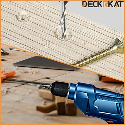 DECKRKAT 12-Piece Countersink Drill Bit Set - 3-in-1 Wood Counterbore Kit for #6#8#10#12#16 Screws | 82° Chamfer, Depth Adjustable | 5 Spare Bits,2 Limit Rings,Hex Key,Case. - size: 12 Pack Countersink Drill Bits