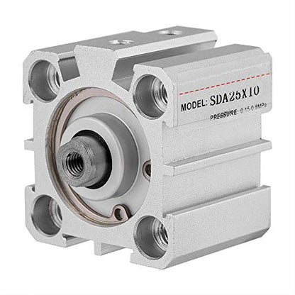 Pneumatic Air Cylinder SDA25 10, 25mm Bore 10mm Stroke Aluminum Double Acting Linear Actuator with ISO Mounting for Industrial Automation, Robotics and OEM Machinery