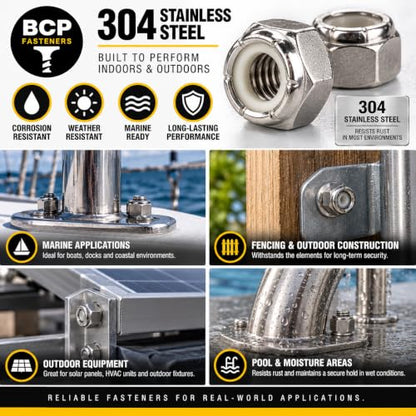 BCP Fasteners #10-32 Stainless Steel Nylon Insert Hex Lock Nuts, 50 Pack - size: #10-32 (50)