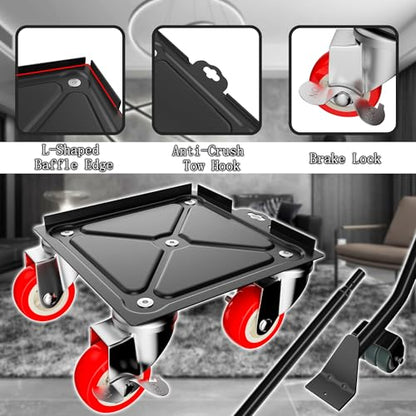 2,400 lb Capacity Furniture Dolly Set, 6.8-Inch Platforms, Red - color: Red, size: 6.8x6.8 IN