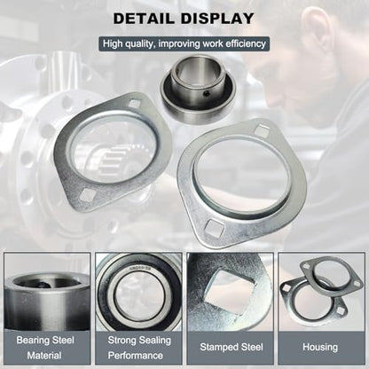 2 Pack SBPFL209-28 Pillow Block Bearings 1-3/4" Bore Bearing Units Steel Flange Mounted Bearing Housing Pressed Steel Flange Bearing (SBPFL209) - style: SBPFL209-28