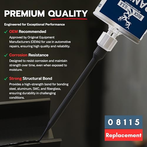 10 Pack Buck Panel Bonding Adhesive, Two-Part Epoxy, 400 ml/13.5 fl oz Cartridge, 08115 Replacement, Heavy Duty Metal Glue for Automotive Use, Bonds w/Steel, Aluminum, Plastic, OEM Recommended, Black - size: Panel Bond (400ml), style: 10 Pack