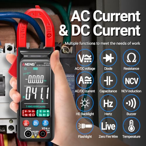 ANENG TRMS Multimeter,600A AC/DC Clamp Meter,Auto Ranging,NCV,Temperature