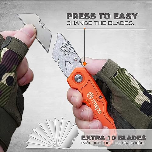 M MEEPO 20-Pack Box Cutter, Bulk Folding Utility Knife w/ 50 pcs Blade - size: 20-Pack