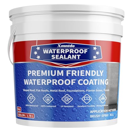 Polyurethane Waterproof Coating, Roof Leak Crack Repair, 1 Gallon, Grey