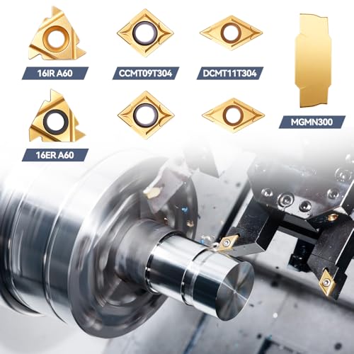 Indexable Lathe Turning Tools 21pcs Kit，5/8'' 16mm Shank - style: 7pcs 5/8'' 16mm Shanks +14pcs Inserts