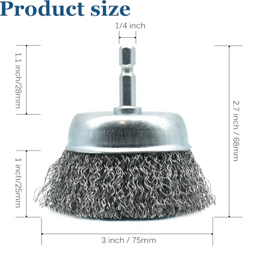 5-Pack 3-Inch Wire Cup Brush Set for Drill, 1/4-Inch Hex Shank, Coarse Carbon Steel for Aggressive Rust Removal, Paint Stripping & Surface Abrasion - style: 3-inch Cup Brush - 5 Piece