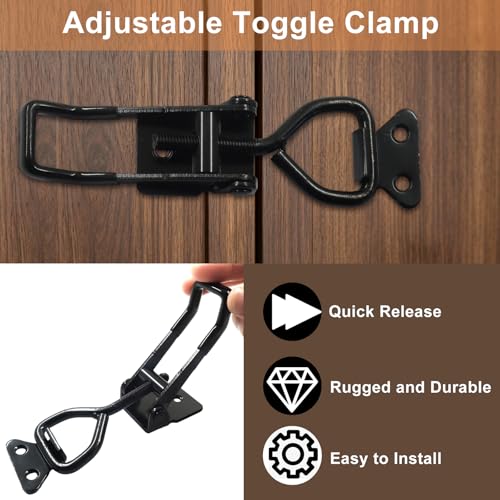 2 Pack Toggle Latch Clamp 4003, Adjustable 304 Stainless Steel Quick Release Hasp for Smoker Lids, Tool Boxes & Cabinets, Includes Mounting Hardware, Black - size: 4003