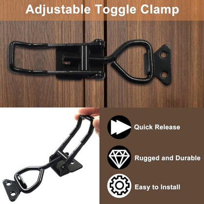 2 Pack Toggle Latch Clamp 4003, Adjustable 304 Stainless Steel Quick Release Hasp for Smoker Lids, Tool Boxes & Cabinets, Includes Mounting Hardware, Black - size: 4003