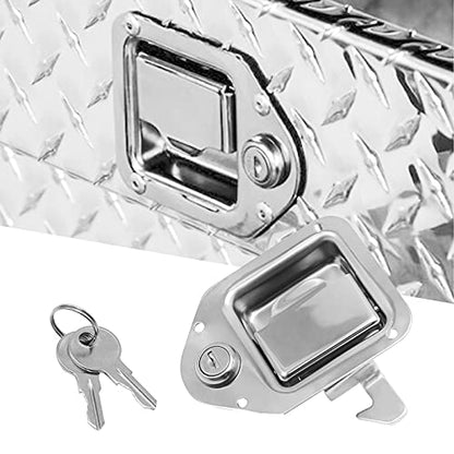 VIKKSAER Trailer Paddle Door Latch Handle Tool Box Lock Steel + Key 3/8'' x 3-1/4'' for Trailer Door RV Camper Truck Bed Toolboxes