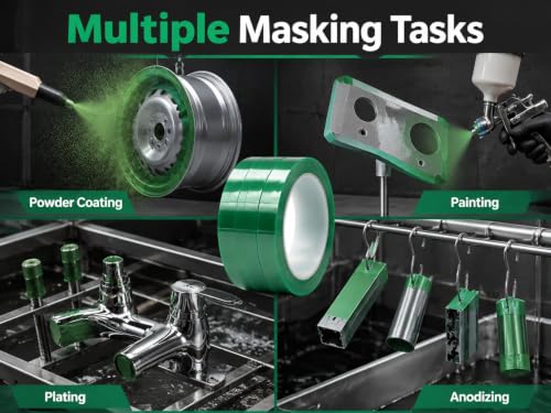 High Temperature Polyester Tape, Powder Coating Masking Tape, 428°F Continuous / 500°F Short-Term, Silicone Adhesive, 4 Rolls, 1/4 in, 1/2 in, 3/4 in, 1 in x 36 yd - size: 1/4", 1/2", 3/4", 1" x 36yds - 4 Rolls
