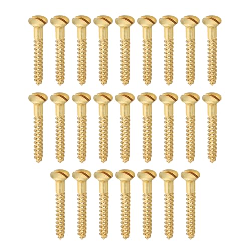 PATIKIL M4 x 30mm Slotted Wood Screw, 25 Pack Solid Brass Oval Head - size: M4x30mm