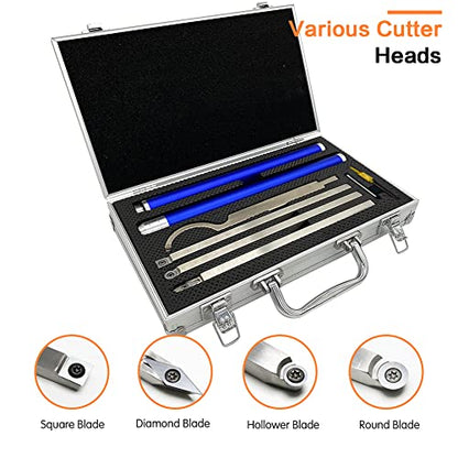 Carbide Tipped Wood Turning Tools Set, Lathe Rougher Finisher Swan Neck Hollowing Tools and Interchangeable Aluminum Alloy Grip Handle with Diamond Round Square Carbide Inserts - color: 6 in 1