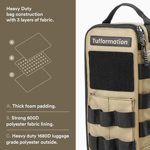 Tufformation Heavy Duty Small Tool Bag Pouch, Utility Organizer Case - color: Tan