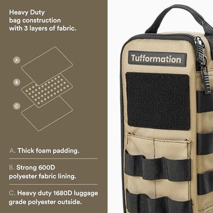 Tufformation Heavy Duty Small Tool Bag Pouch, Utility Organizer Case - color: Tan