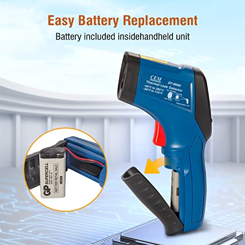 CEM DT-8666 Digital Infrared Meat Thermometer Gun,DS10:1 Instant Read Laser Temperature Gun for Griddle,Grill,Oven,Pizza, Thermal Air Heat Leak Detector for Industrial Repairs with Color Light Alarm
