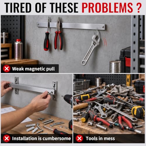 GRENPRO Double-Sided Magnetic Tool Holder, 12" Magnetic Tool Bar, 110 lb - size: 12inch