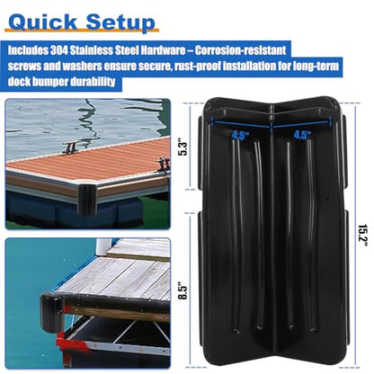 Dock Corner Bumper Fender Boat Dock Protection - color: Black