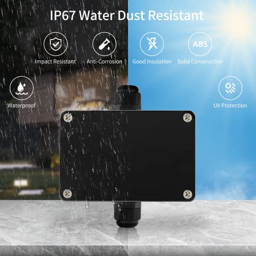 ABS IP67 Waterproof Dustproof Electrical Junction Box, with 15A 600V Barrier Terminal Cable Connector, 1IN/1Out Power Junction Box（3.93 * 2.67 * 1.96in） - size: 1T1 3.93"x 2.67"x1.96"A
