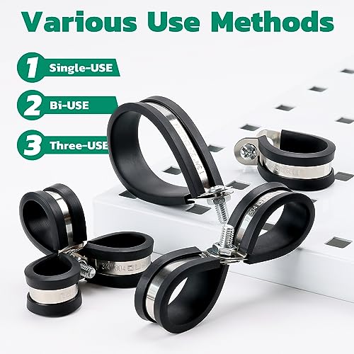 OURU 125PCS Cable Clamps Assortment Kit,Rubber Coated, 1/4"-2" 12 Sizes - size: 125 PCS - 12 Sizes