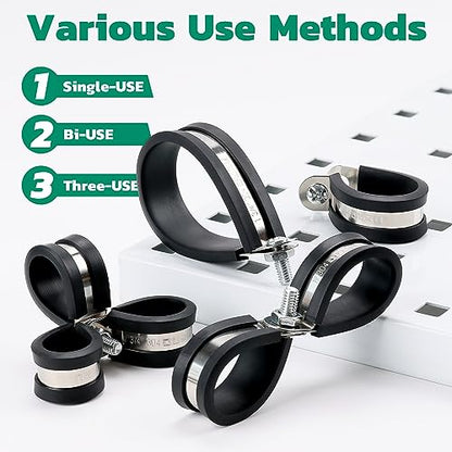 OURU 125PCS Cable Clamps Assortment Kit,Rubber Coated, 1/4"-2" 12 Sizes - size: 125 PCS - 12 Sizes