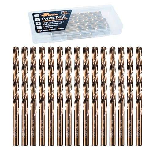 (15PCS) 1/4" Cobalt Drill Bit, HSS M35 Metal Drill Bits for Steel, Stainless Steel, Cast Iron, Hard Plastic and Wood - size: 1/4 15PCS Cobalt
