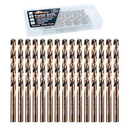 (15PCS) 1/4" Cobalt Drill Bit, HSS M35 Metal Drill Bits for Steel, Stainless Steel, Cast Iron, Hard Plastic and Wood - size: 1/4 15PCS Cobalt