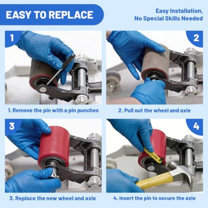 Complete Pallet Jack Wheels Replacement Kit with Axles, Red PU,Heavy-Duty - color: Red, size: 7" X 2" & 3.75" X 3"