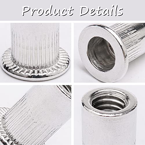 100Pcs M6 6 mm Aluminum Rivet Nuts, Blind Insert Nuts - size: M6