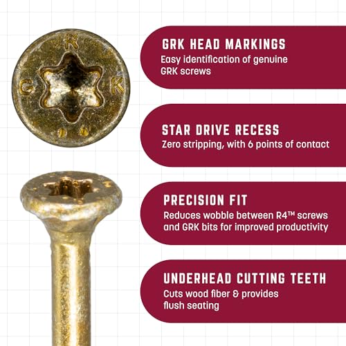 GRK Fasteners R4™ #9 x 2-1/2" Multi-Purpose Framing Screws, 575 PCS - size: #9x2-1/2" 575 count
