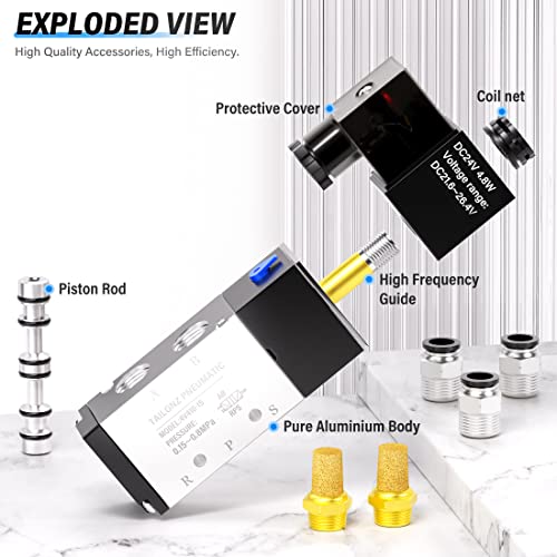 TAILONZ 1/2"NPT DC24V Solenoid Valve 2Position 5Way Junction Box 4V410-15 - color: DC24V, size: 2 Position 5 Way-1/2"NPT