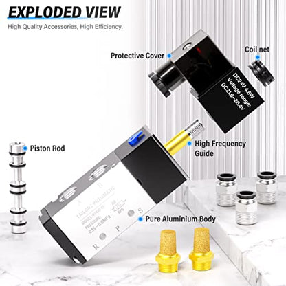 TAILONZ 1/2"NPT DC24V Solenoid Valve 2Position 5Way Junction Box 4V410-15 - color: DC24V, size: 2 Position 5 Way-1/2"NPT