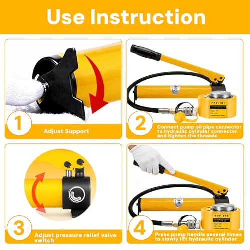 10T Hydraulic Cylinder Jack Porta Power Kit with CP-180 Hydraulic Pump - size: 10T 11mm/0.43' Stroke Hydraulic Jack + CP-180 Pump
