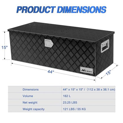 Nilight 44 Inch Truck Tool Box Heavy Duty Aluminum Stripes Plated - size: 44"x15"x15"
