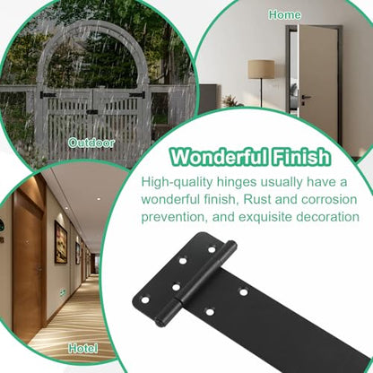6“ Gate Hinges,280 Lbs Capacity,6 Pack Matte Black Heavy Duty Hinge - size: 6“-6 pcs-U-Matte Black