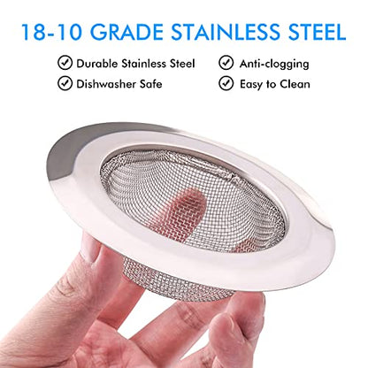 2Pcs Kitchen Sink Strainer, Stainless Steel Mesh Sink Drain Cover, Large Wide Rim 4.5" Diameter Sink Drain Strainer Basket Catcher - style: 4.5" Fine Mesh