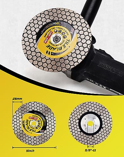 5" Tile Blade Porcelain Diamond Blade with Removable 5/8"-11 Flange Cutting and Grinding for Granite Marble Porcelain Tiles - size: 5 Inch-Flange
