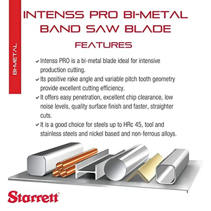 Starrett Intenss PRO Bi-Metal Band Saw Blade, 7' 9" L x 3/4" W x .035" T - size: 93" L x 3/4" W, style: Intenss PRO