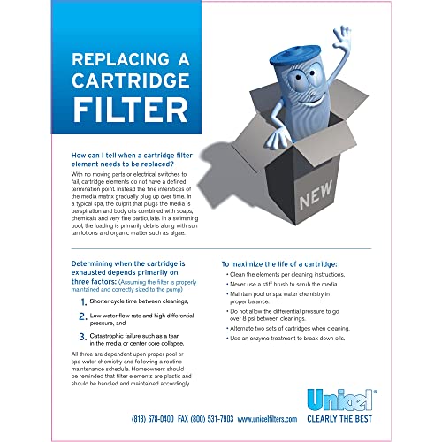 Unicel C-7494 131 Square Foot Media Replacement Pool Filter Cartridge with 169 Pleats, Compatible with Hayward Pool Products