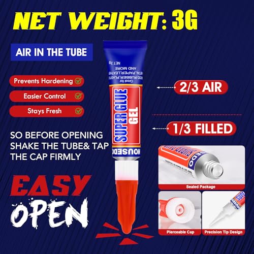 12 x 3g Super Glue Gel, Quick Dry, Thick Formula, All-Purpose Crazy Glue - size: Gel
