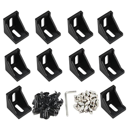 10PCS Extruded Aluminum Profile 4040 Corner Bracket Right Angle with Screws for 8mm Slot Aluminum Extrusion Profile 4040 Series (4040-Black-10 with Screws) - style: 4040-Black-10 with screws