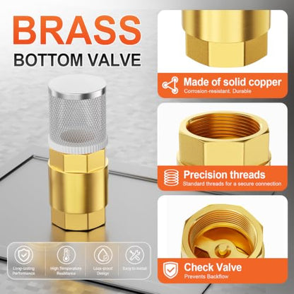 GASHER 2-1/2" FBSP Brass Vertical Check Valve with SS Strainer Screen - size: 2-1/2" FBSP