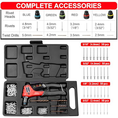 WETOLS Pop Rivet Gun Kit with 200 Blind Rivets,Upgraded Pop Rivet Tool Kit - size: 8"