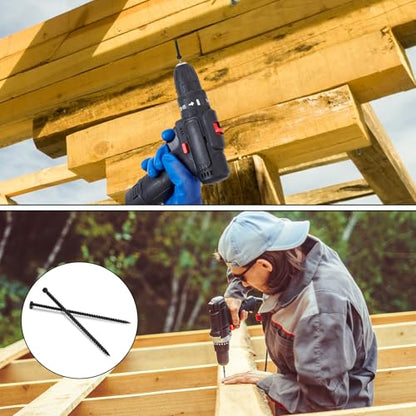 100 Pcs Truss Screws,6 Inch Structural Screws for Truss Rafter to Plate and Stud to Plate Connections,Clear Zinc (Black Topcoat) - color: Black Topcoat
