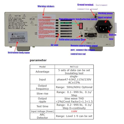 INTBUYING Withstand Hi-Pot Tester Insulation Resistance Tester AC 110V/220V 5KV Test Instruments with Memory Group Digital Display