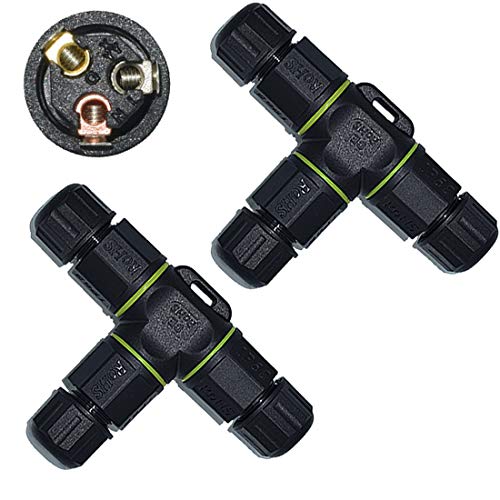 3 Way Junction Box IP68 Waterproof Electrical Junction Box 2 Pin/3 Pin/4 Pin Outdoor Cable Connector for Underground/Outdoor Ø 4.5mm-10mm, Shielded Field Installable - 3Pin - color: black+yellow