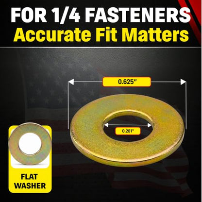 Chenango Supply 1/4 Hardened USS Flat Washer, Grade 8 (50 Pieces) - size: 1/4" USS Flat Washer 50pcs