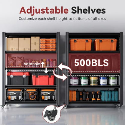 78" H x 47.2" W x 18" D Garage Storage Shelves with Wheels and Pegboard - size: 80" H x 47.2" W x 18" D